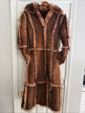 Hugo Boss Lambskin Fur Jacket Brown Shearling Long Coat - Women